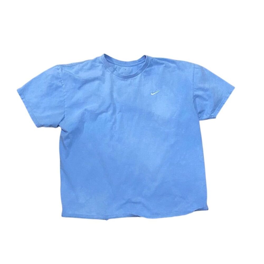 Vintage Nike Men's Blue Tee M Y2K Retro Crew Neck Embroidered Logo